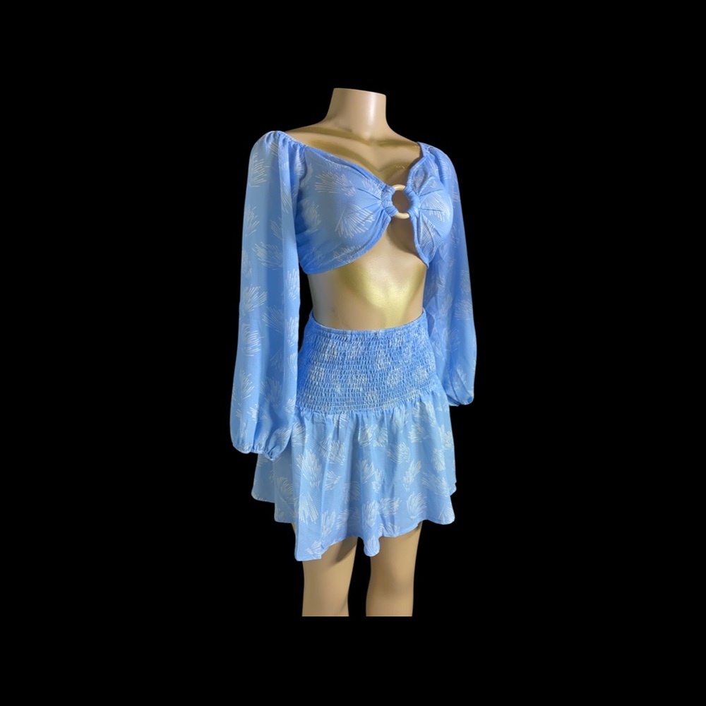 2 piece Blue crop top & Skirt